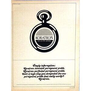 Koratron Permanent Press Laboratory "Inventor Permanent Press Clothing" Ad 1968